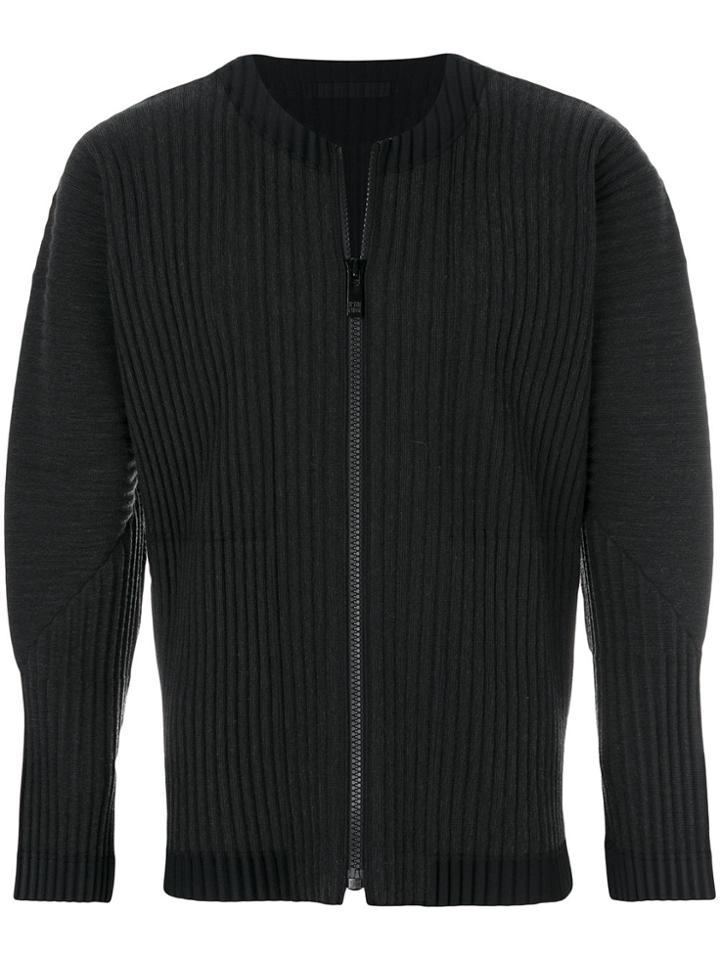 Homme Plissé Issey Miyake Zipped Ribbed Cardigan - Black