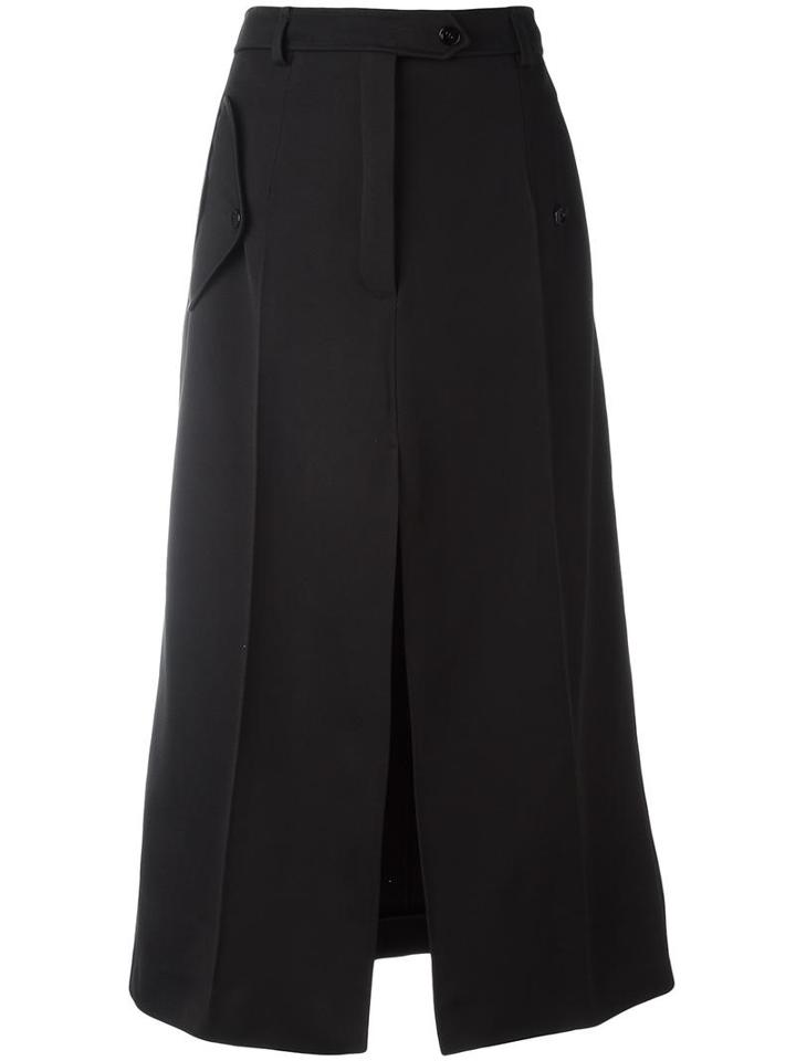 Nina Ricci Front Slit A-line Skirt, Women's, Size: 38, Black, Wool/silk/polyurethane