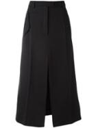 Nina Ricci Front Slit A-line Skirt, Women's, Size: 38, Black, Wool/silk/polyurethane