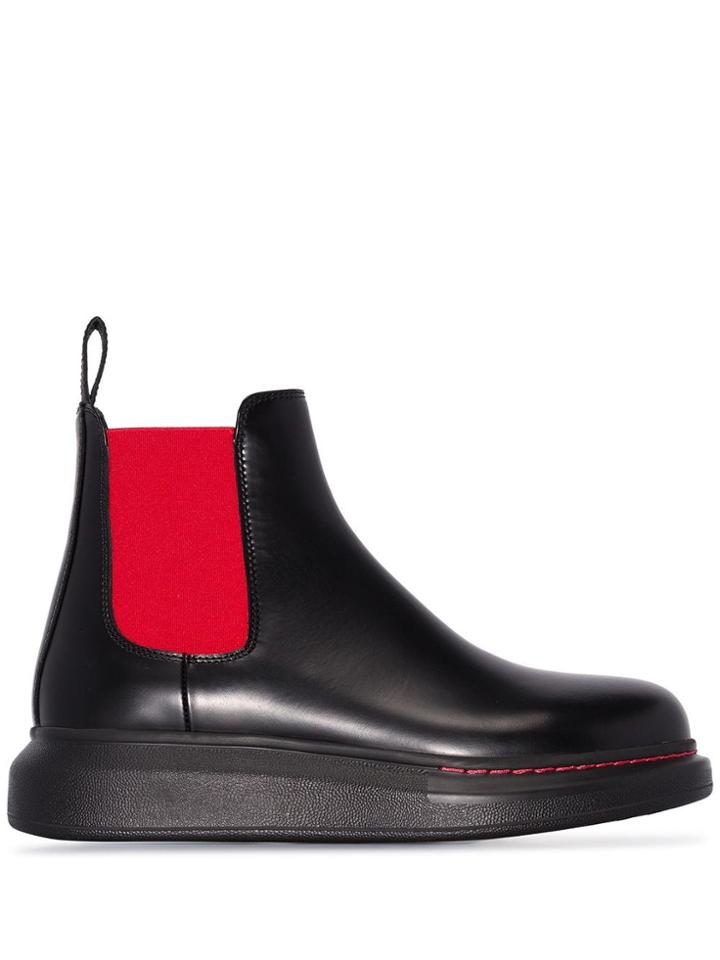 Alexander Mcqueen Contrast Panel Chelsea Boots - Black