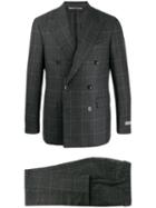 Canali Checked Double-breasted Suit - Grey