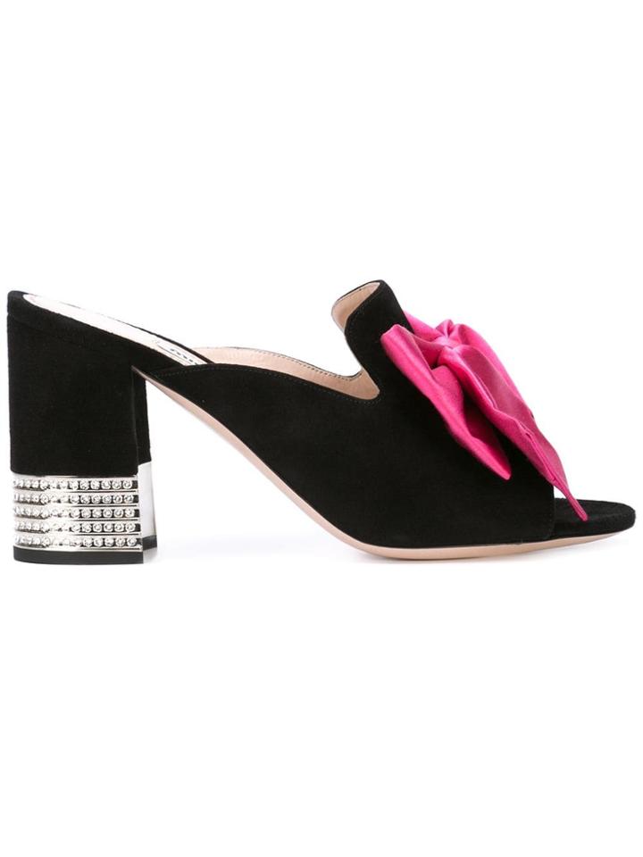 Miu Miu Embellished Bow Heels - Black