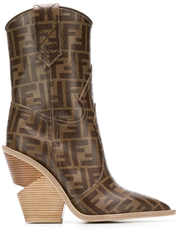 Fendi Monogram Ankle Boots - Brown