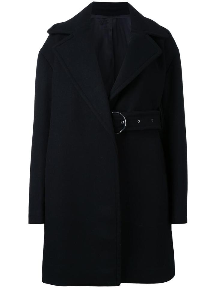 Le Ciel Bleu Belted Coat, Women's, Size: 36, Black, Rayon/wool