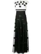 Talbot Runhof - Floral Embellished Gown - Women - Polyester/acetate/cupro/silk Organza - 44, Black, Polyester/acetate/cupro/silk Organza