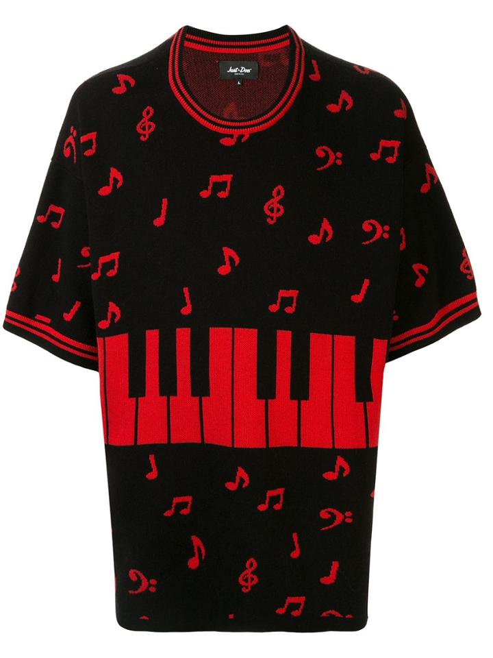 Just Don Piano Note Sweater - Black