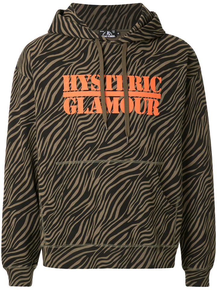 Hysteric Glamour Striped Logo Print Hoodie - Brown