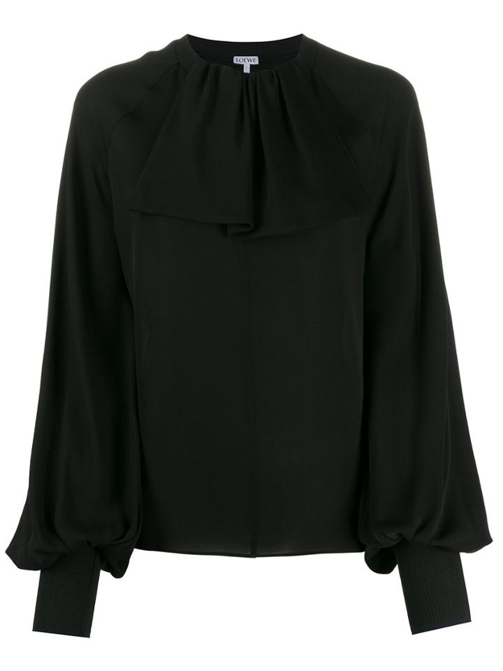 Loewe Lavaliere Rib Collar Blouse - Black