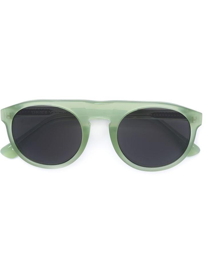 Linda Farrow Round-shaped Sunglasses, Men's, Green, Acetate