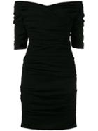 Dolce & Gabbana Ruched Cocktail Dress, Women's, Size: 40, Black, Silk/polyamide/spandex/elastane/virgin Wool