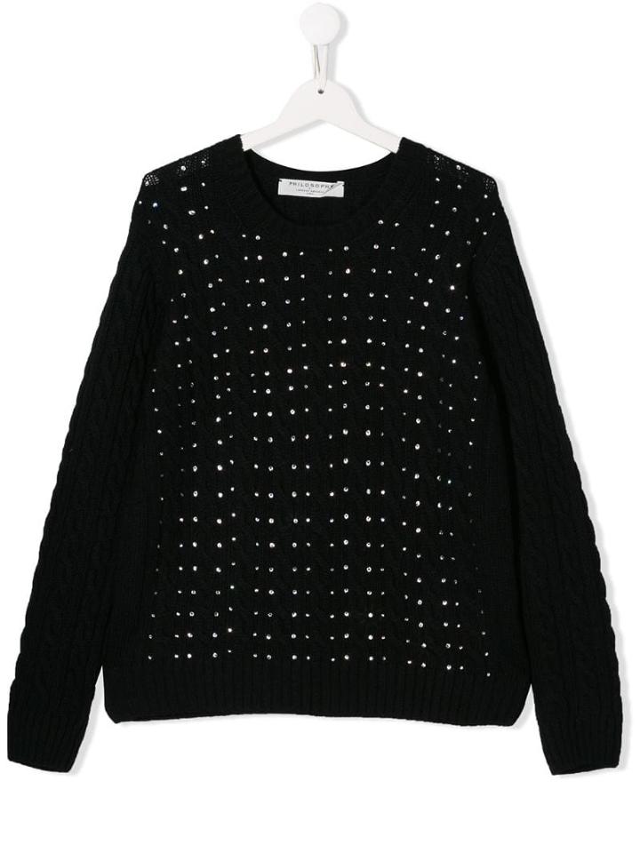 Philosophy Di Lorenzo Serafini Kids Embellished Knit Jumper - Black