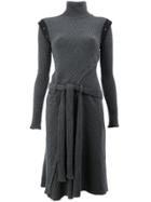 Paco Rabanne Belt And Button Detailed Dress - Grey