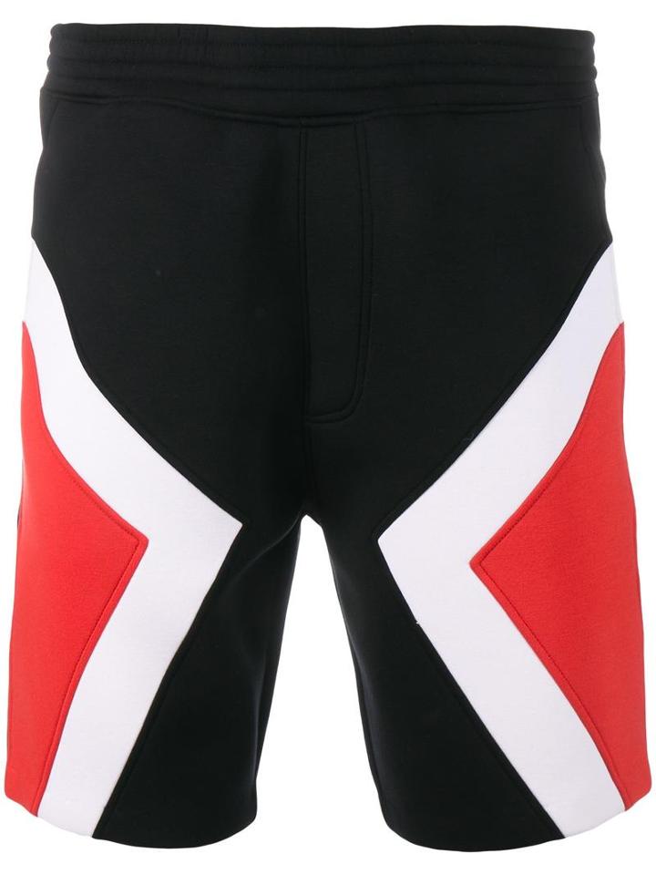 Neil Barrett Tricolour Modernist Shorts, Men's, Size: Xl, Black, Viscose/spandex/elastane/polyurethane/lyocell