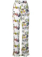 Versus Patterned Palazzo Pants - White