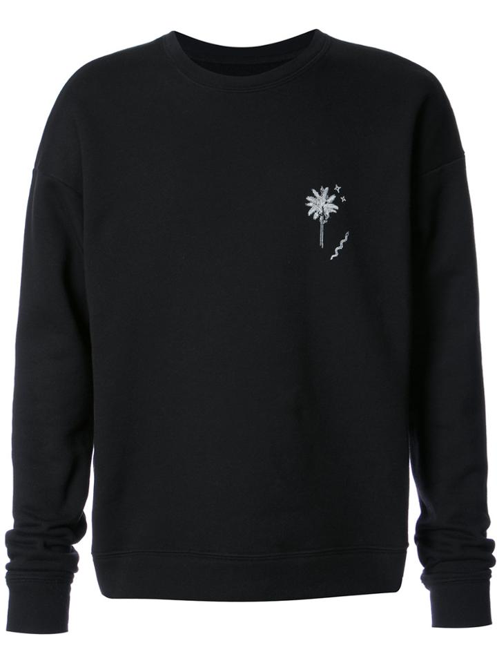 The Elder Statesman Palm Tree Embroidered Sweatshirt - Black