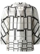 Etro Square Print Jacket, Women's, Size: 42, Grey, Silk/polyester/cupro/spandex/elastane