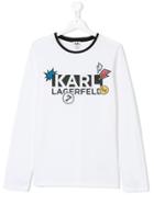 Karl Lagerfeld Kids Teen Logo Print Top - White