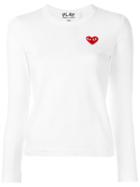 Comme Des Garçons Play Heart Application Knitted Blouse, Women's, Size: Medium, White, Cotton