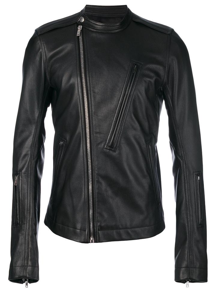 Rick Owens Band Collar Biker Jacket - Black