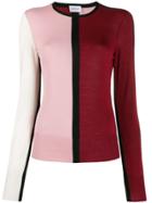 Salvatore Ferragamo Colour Block Fine Knit Jumper - Red