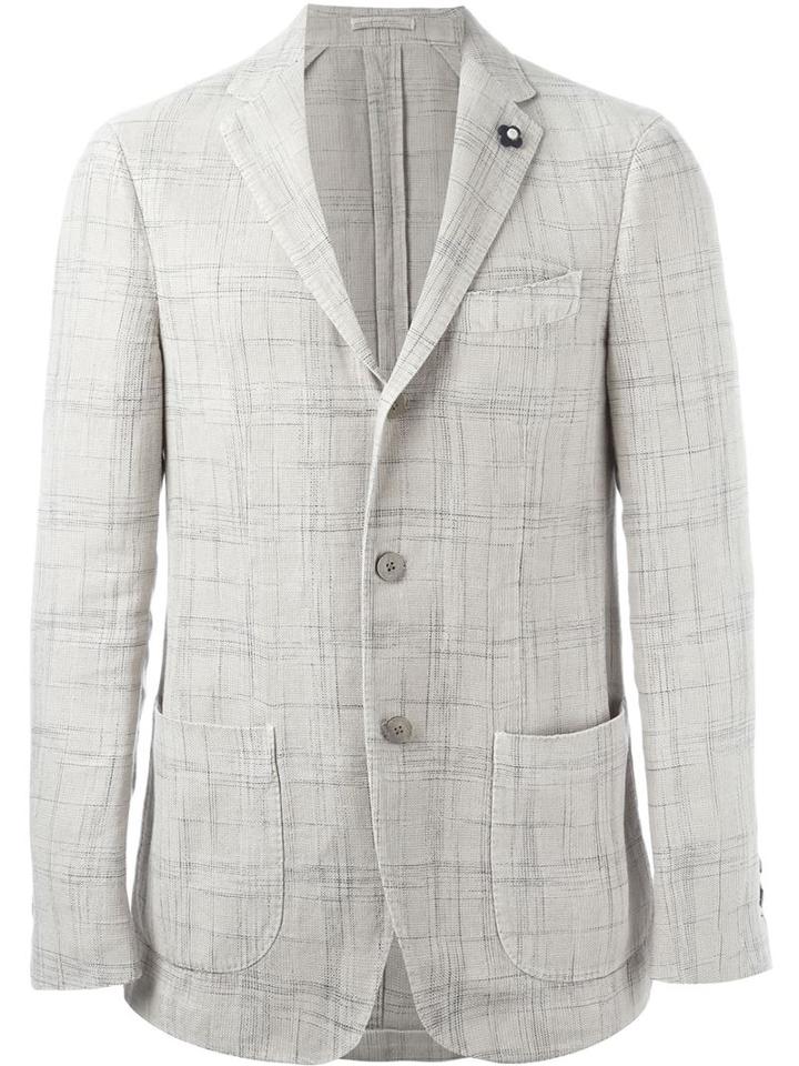 Lardini Two Button Blazer, Men's, Size: 50, Nude/neutrals, Linen/flax/cotton/polyester