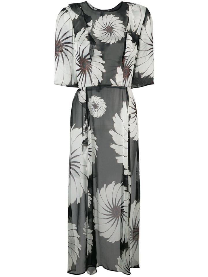 Delada Apron Floral Print Dress - Black