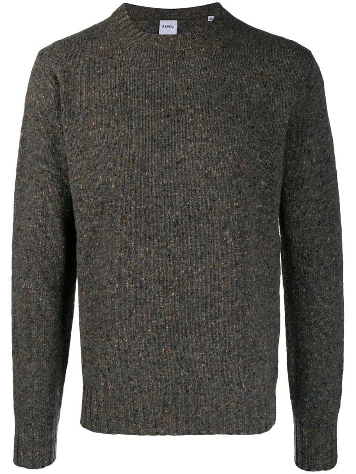 Aspesi Melange Crew Neck Jumper - Brown