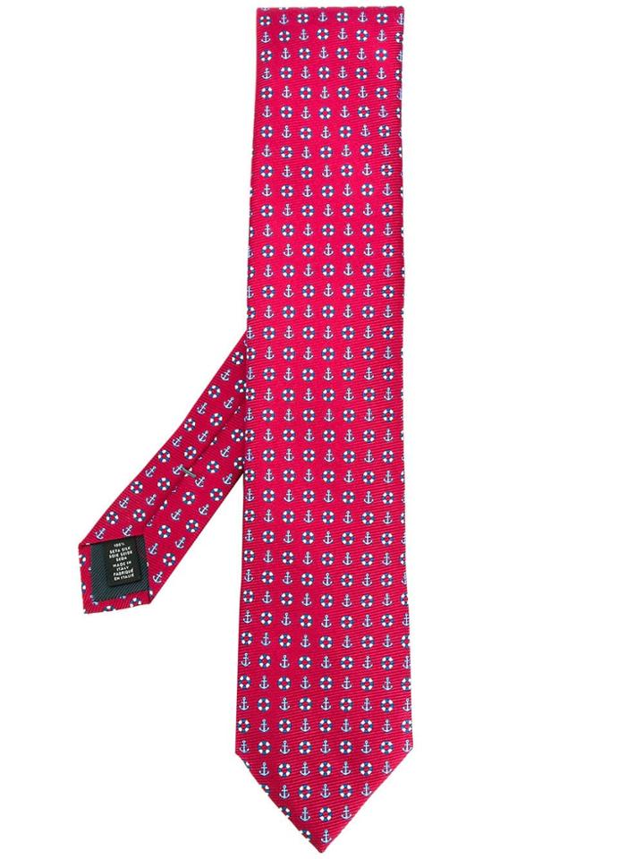 Ermenegildo Zegna Naval Motif Silk Tie - Red