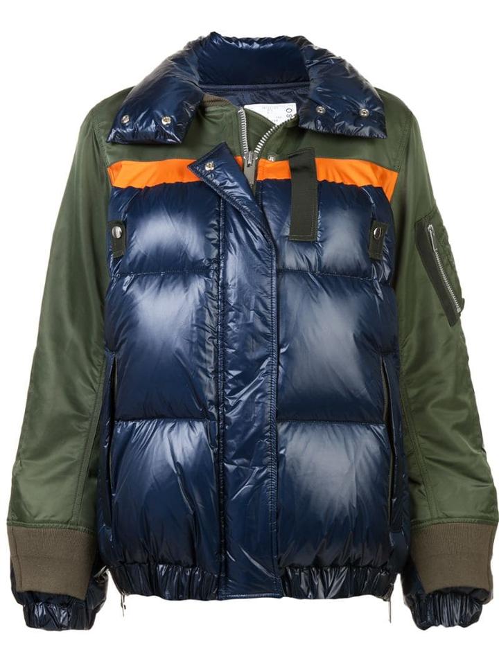 Sacai Padded Colour Block Jacket - Blue