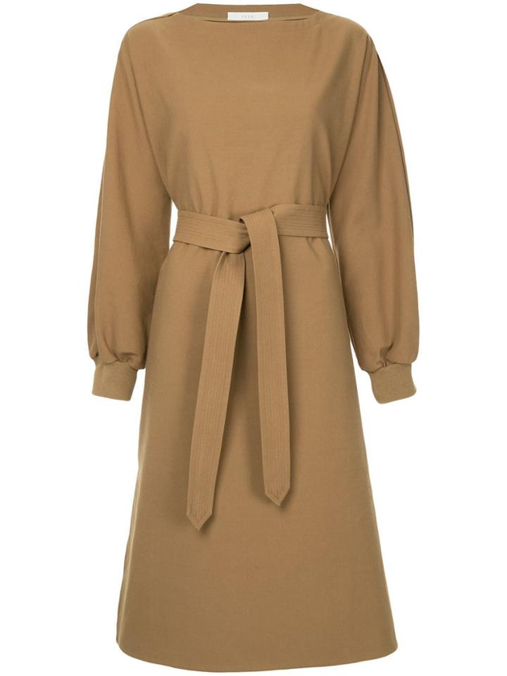 Seya. Side Slit Midi Dress - Brown