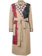 Isa Arfen Check Mix Trench Coat - Nude & Neutrals