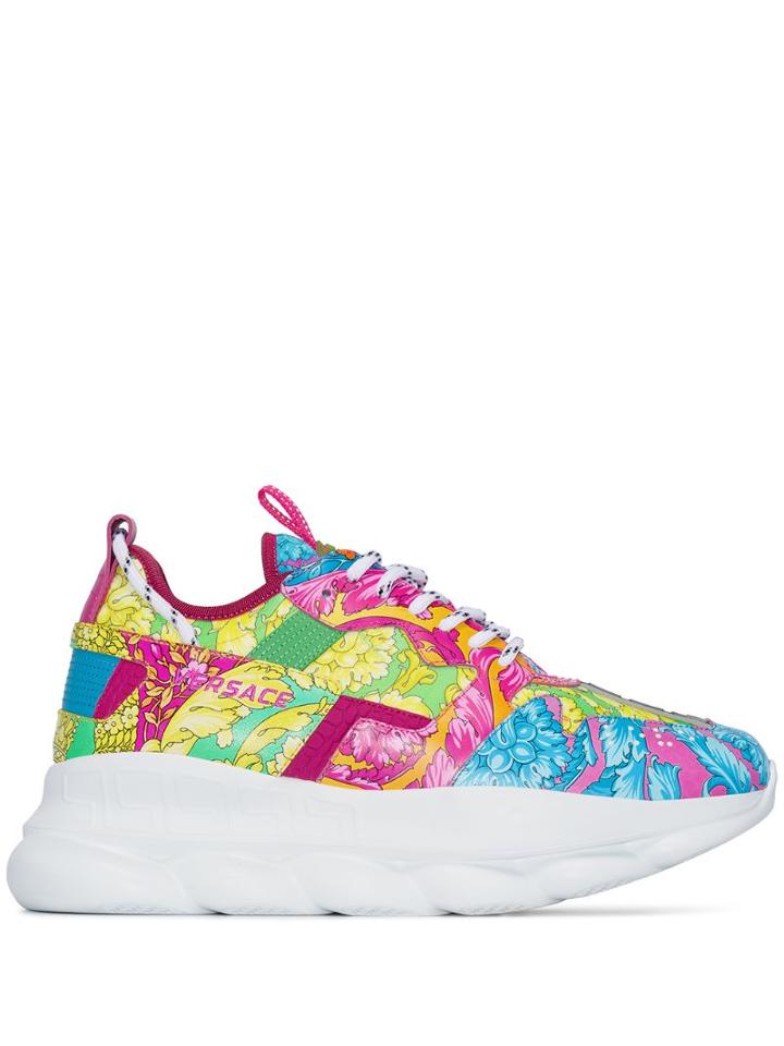 Versace Chain Reaction Floral Print Sneakers - Multicolour
