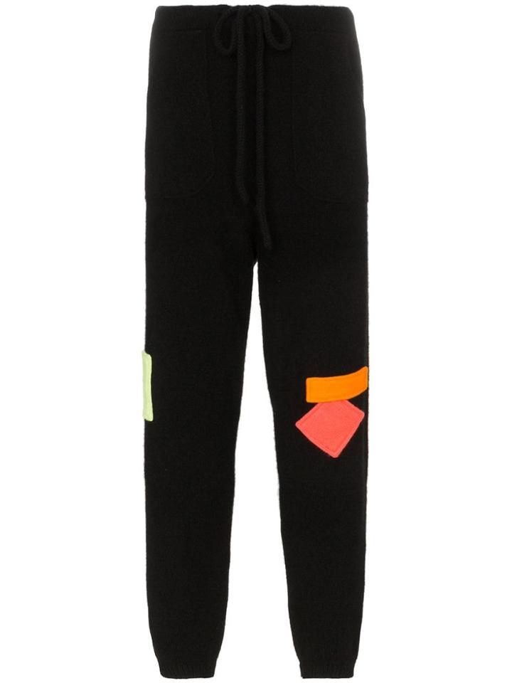 The Elder Statesman Cashmere Patch Detail Sweatpants - Black