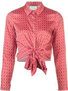 Alexis Tie Front Printed Shirt - Red
