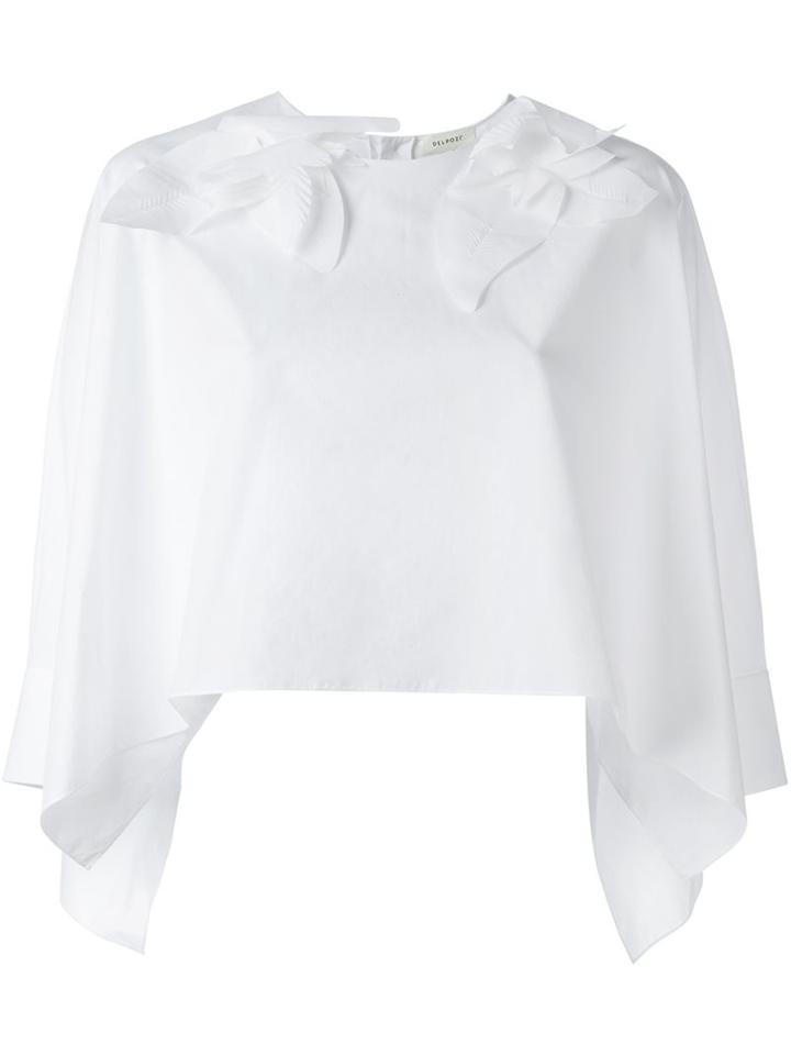 Delpozo Cropped Blouse, Women's, Size: 38, White, Cotton