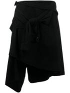 Faith Connexion Asymmetric Tied Skirt, Women's, Size: Medium, Black, Cotton