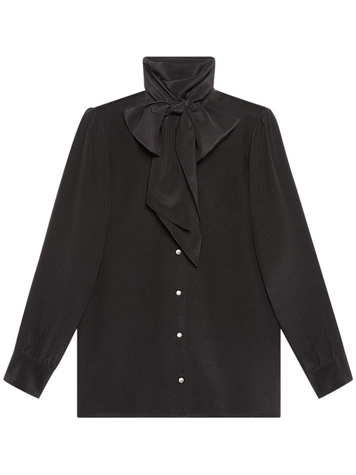 Gucci Silk Shirt With Garden Print - Black