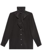 Gucci Silk Shirt With Garden Print - Black