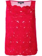 Salvatore Ferragamo - Lace Embroidery Top - Women - Cotton/viscose - M, Red, Cotton/viscose