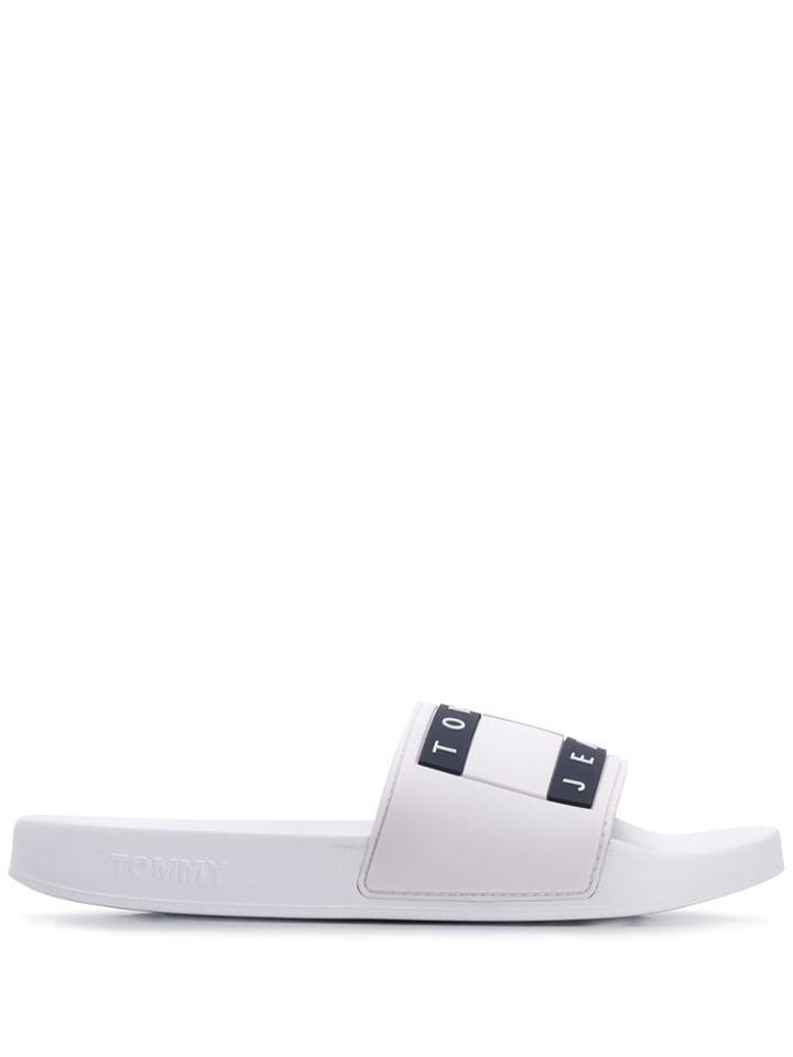 Tommy Jeans Logo Pool Slides - White