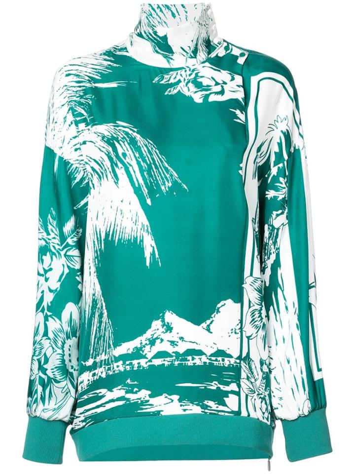 Tibi Leilani Funnel Neck Tunic - Green
