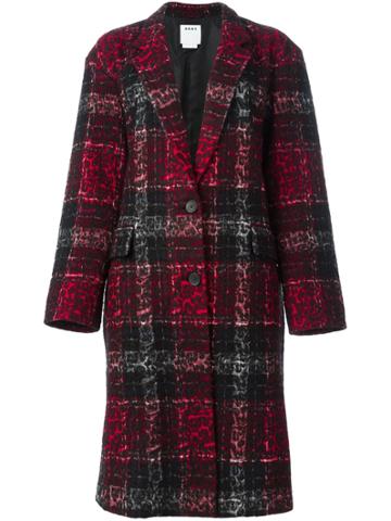 Dkny Checked Leopard Embossed Coat - Black