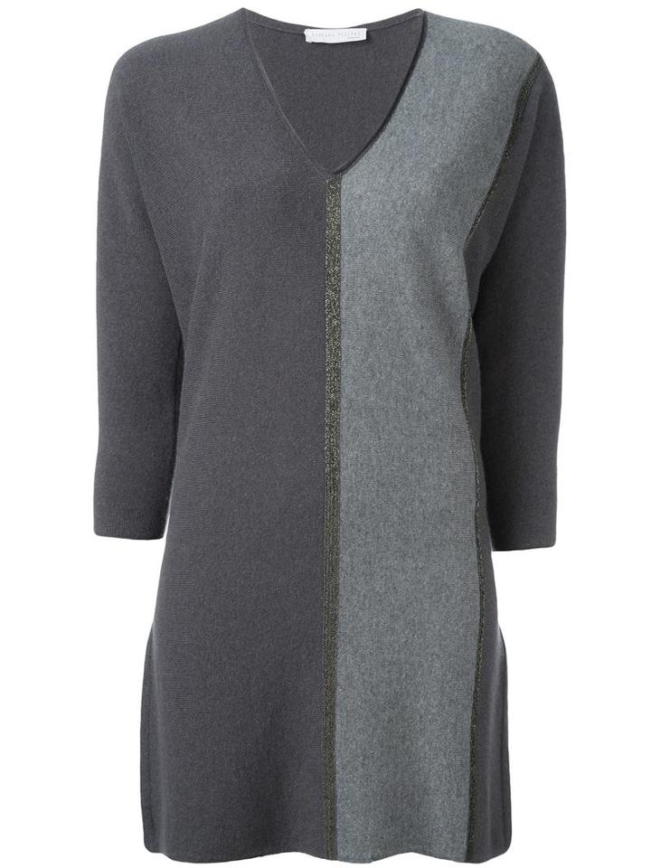 Fabiana Filippi V-neck Embellished Jumper, Women's, Size: 44, Grey, Silk/cashmere/merino/brass