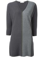Fabiana Filippi V-neck Embellished Jumper, Women's, Size: 44, Grey, Silk/cashmere/merino/brass