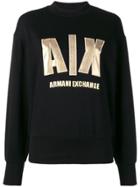 Armani Exchange Metallic Logo Patch Sweatshirt - Black