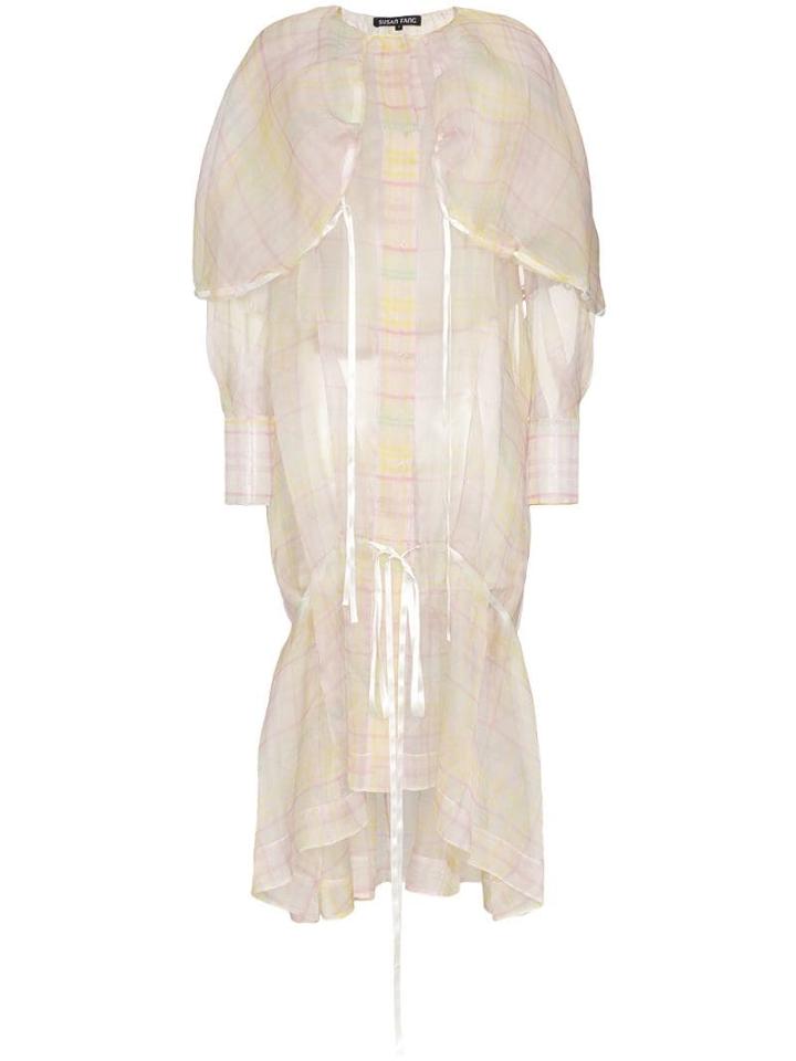 Susan Fang Organza Check Coat - Pink