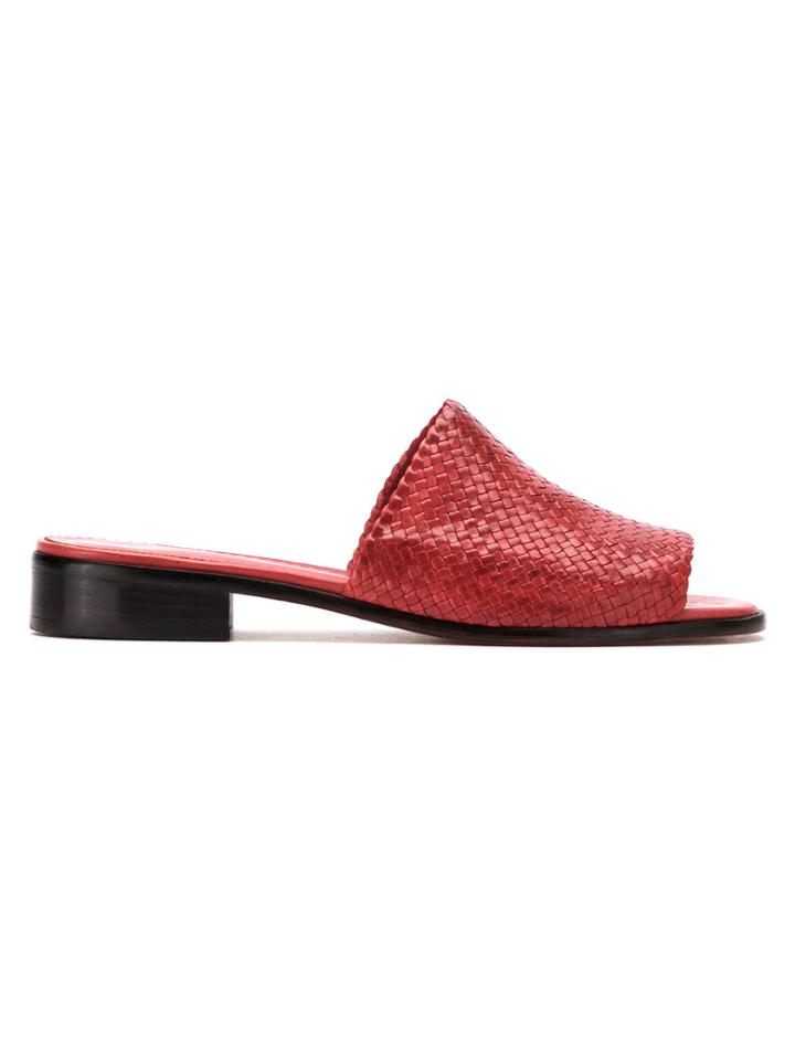 Sarah Chofakian Leather Mules - Red