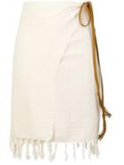 Caravana Pareo Wrap Skirt With Fringe - White