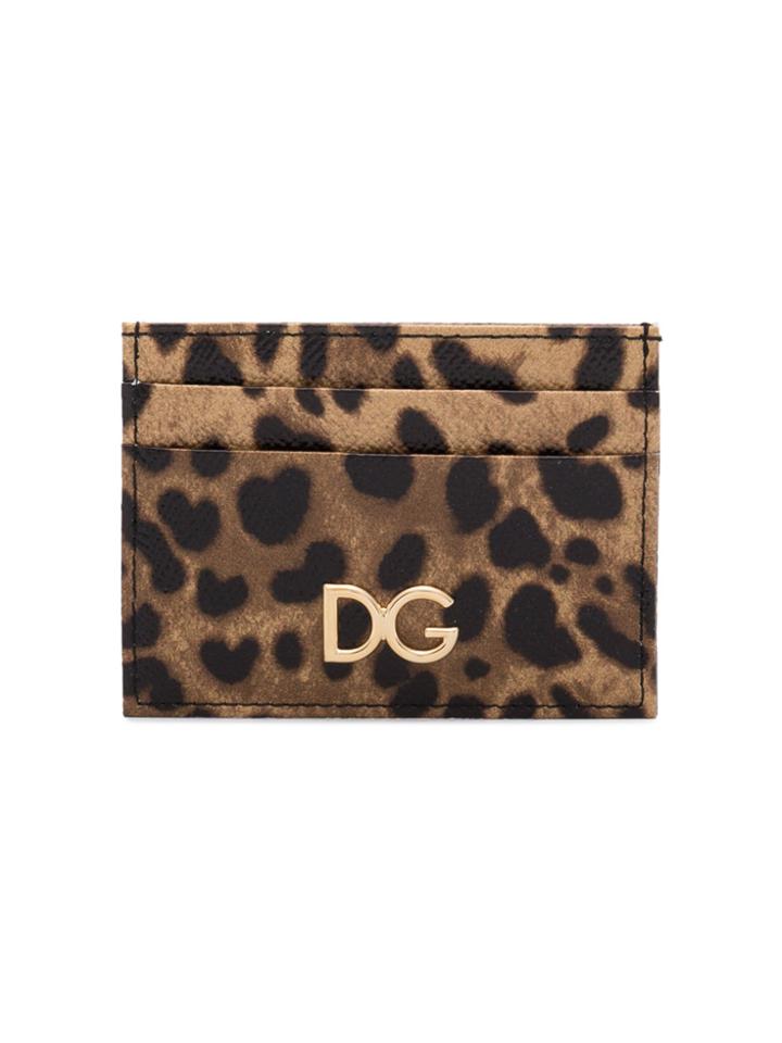 Dolce & Gabbana Brown Leopard Print Leather Cardholder