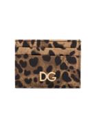 Dolce & Gabbana Brown Leopard Print Leather Cardholder